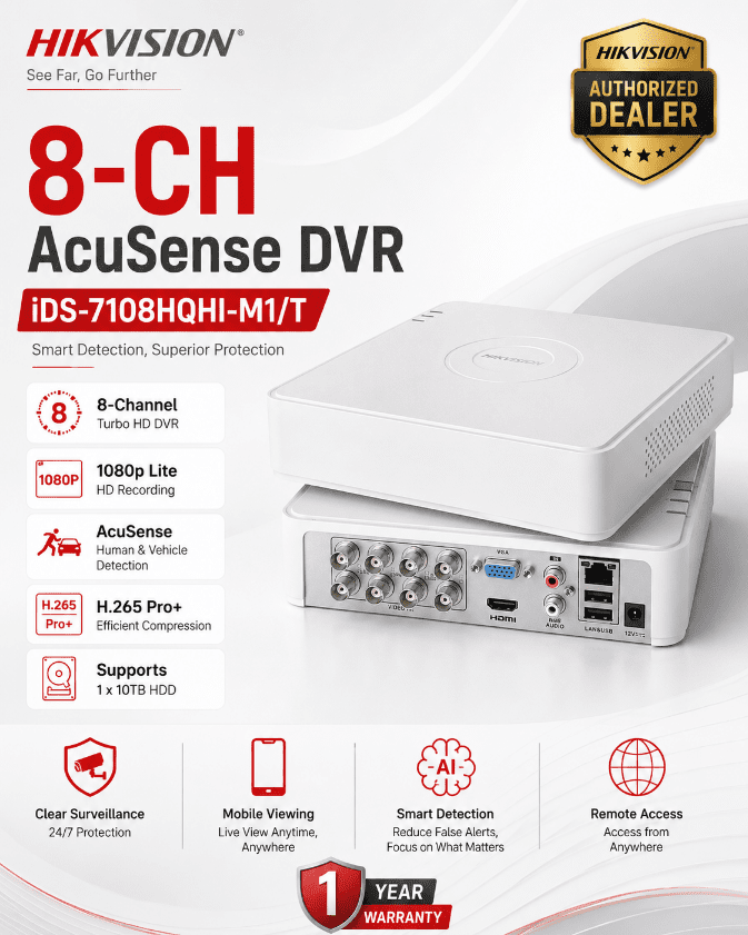 HIKVISION iDS-7108HQHI-M1/T 8-CH 3K/5MP Hybrid DVR