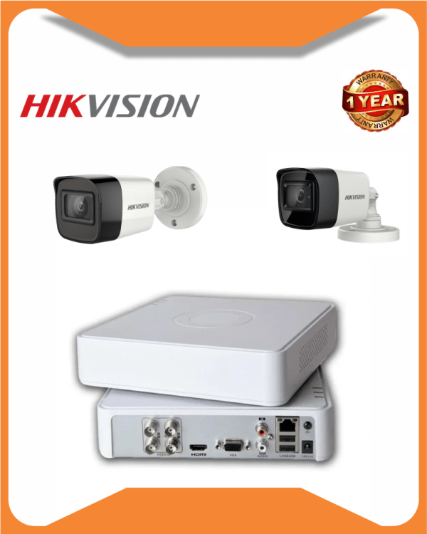 HIKVISION 4 Channel DVR + 2 CCTV Cameras (Bullet)