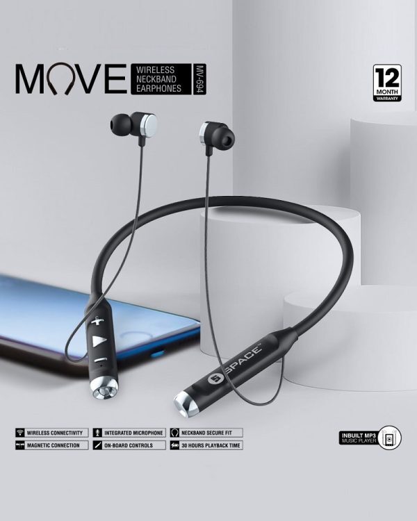 Space Move MV-694 Wireless Neckband Bluetooth Earphones