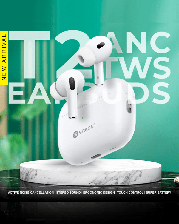 Space T2 True Wireless Earbuds with Active Noise Cancellation