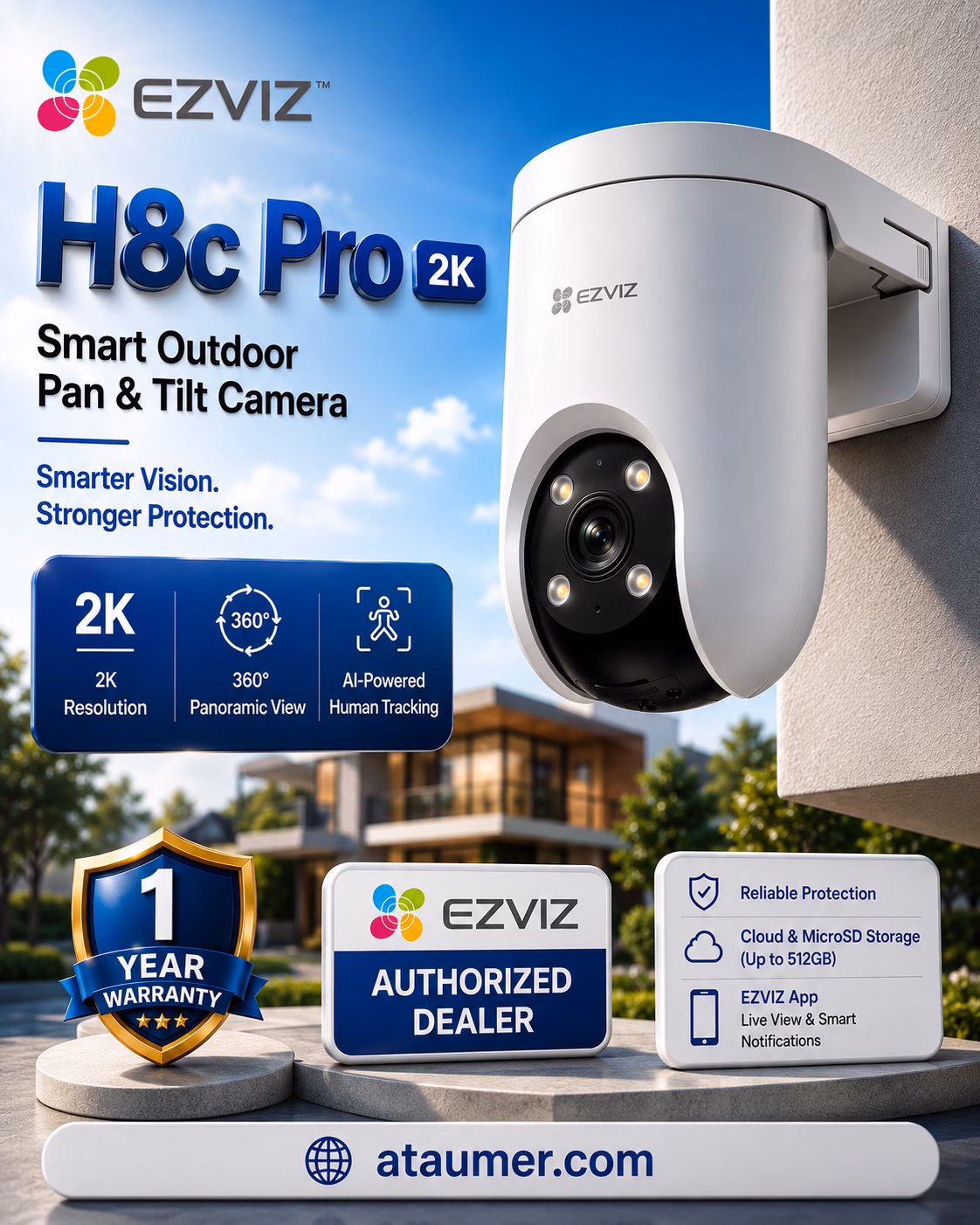 EZVIZ CS-H8c Pro 2K 3MP Pan & Tilt Outdoor Wi-Fi Camera